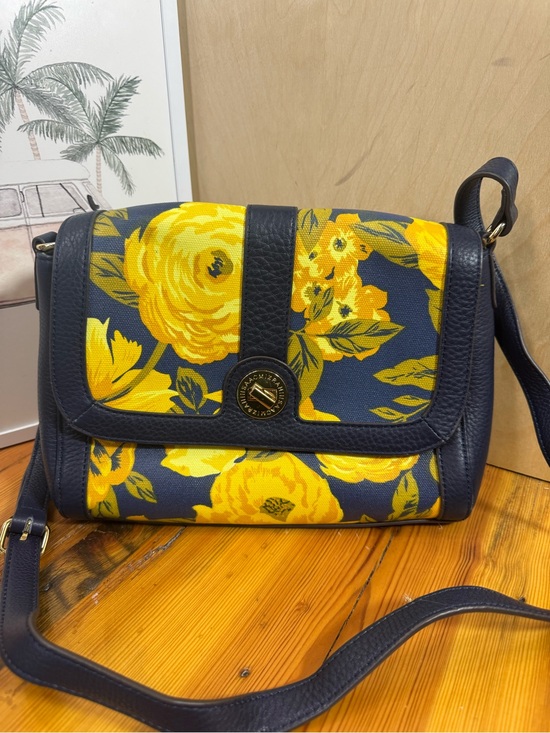 Isaac Mizrahi Handbags - Isaac Mizrahi Navy Crossbody with Yellow Floral Print